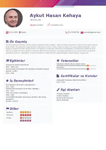 Biyolog CV Örnekleri cv indir